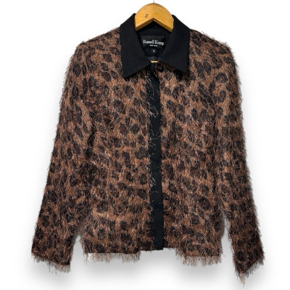 Vintage Russell Kemp Eyelash Animal Print Jacket Full Zip Women’s Size 8 Retro